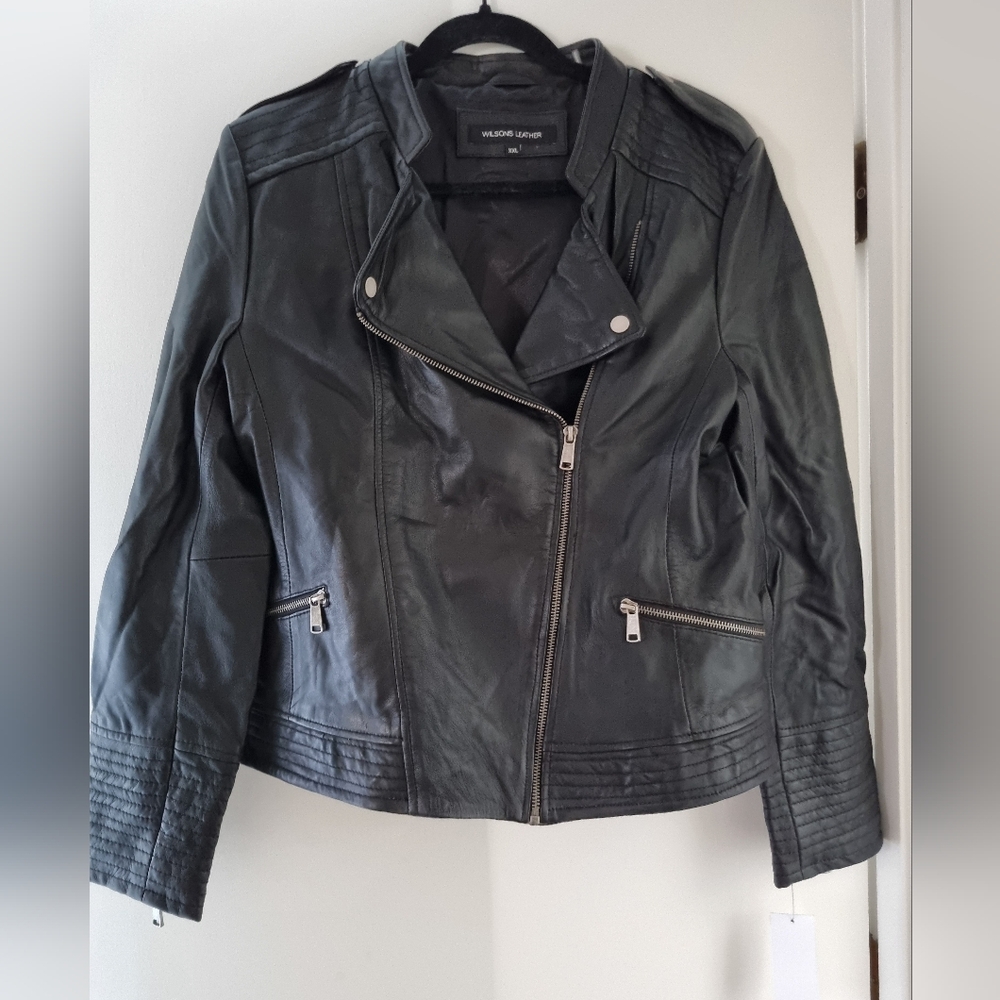 Wilsons Leather Black Biker Jacket